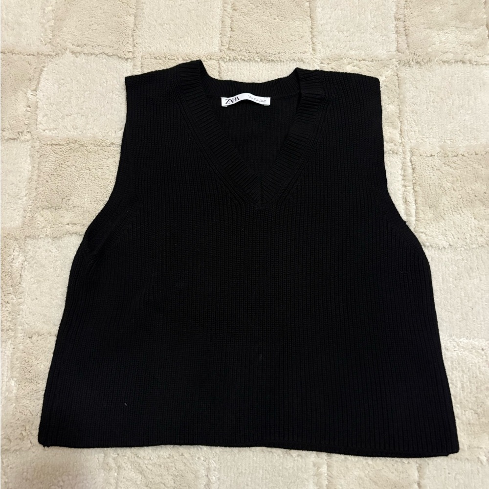 Zara Black Knit Sweater Vest